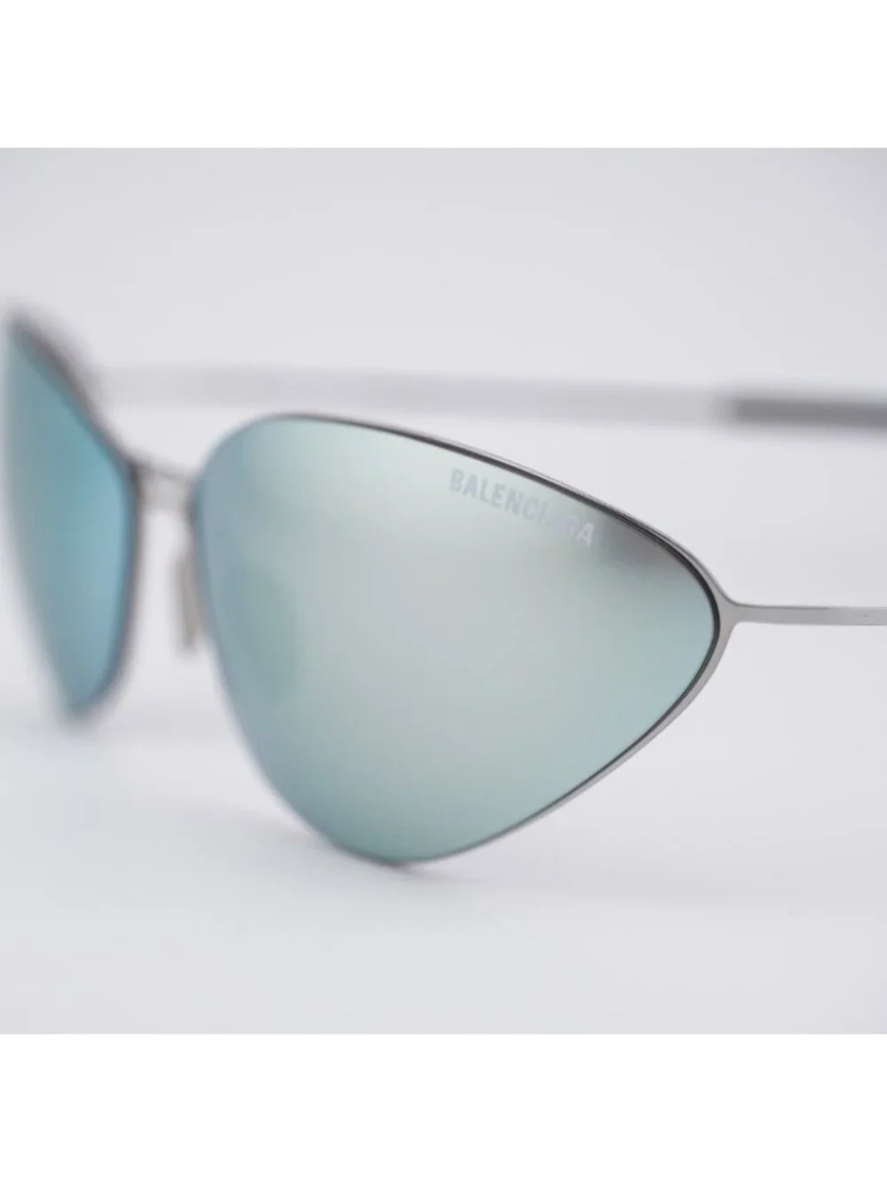 Balenciaga BB0350S 004 Sunglasses Silver Cat Eye Frame, Silver Mirror Lenses
